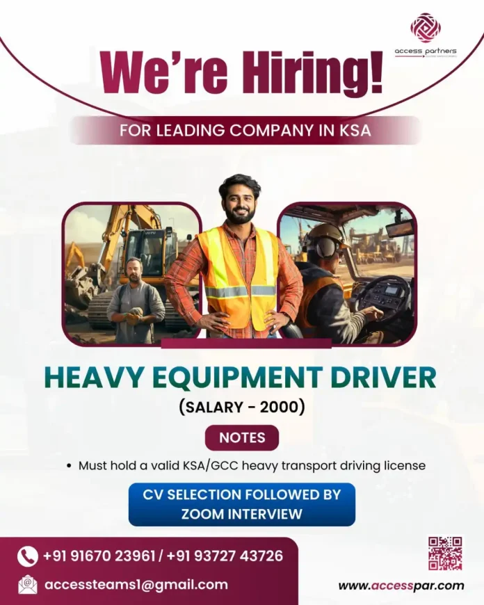 Heavy Equipment Driver operating machinery at Access Partners KSA job site