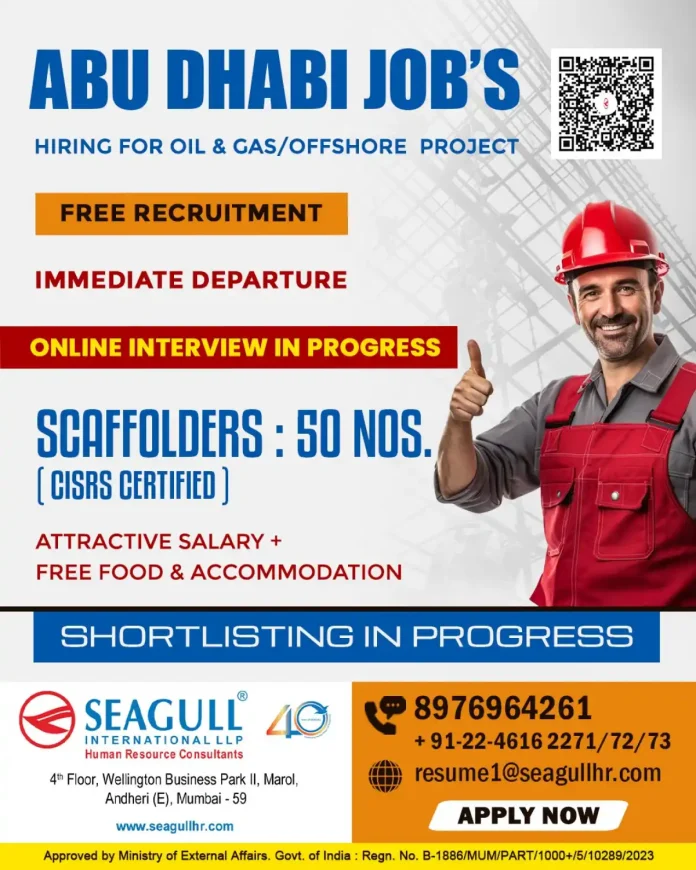 CISRS Certified Scaffolder Jobs in Abu Dhabi Oil Gas Offshore Project