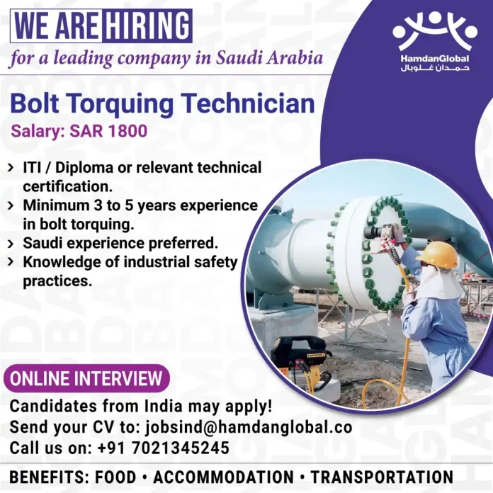 Bolt Torquing Technician at work in industrial setting