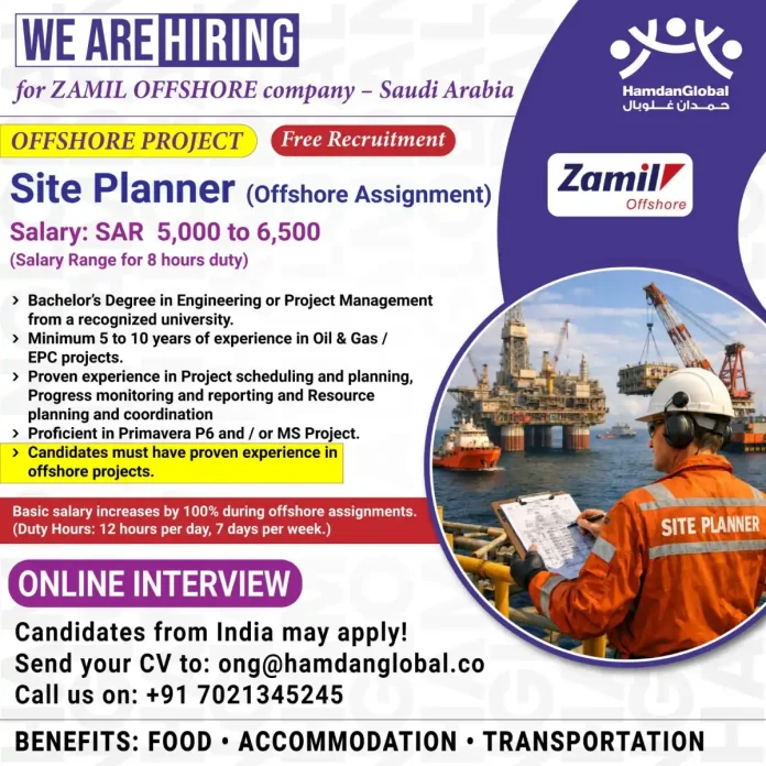 Site Planner Offshore Job Opportunity at Zamil Offshore Saudi Arabia - Offshore Project Management Position