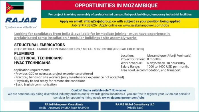 Prefabricated camp installation project in Mozambique for RAJAB Group