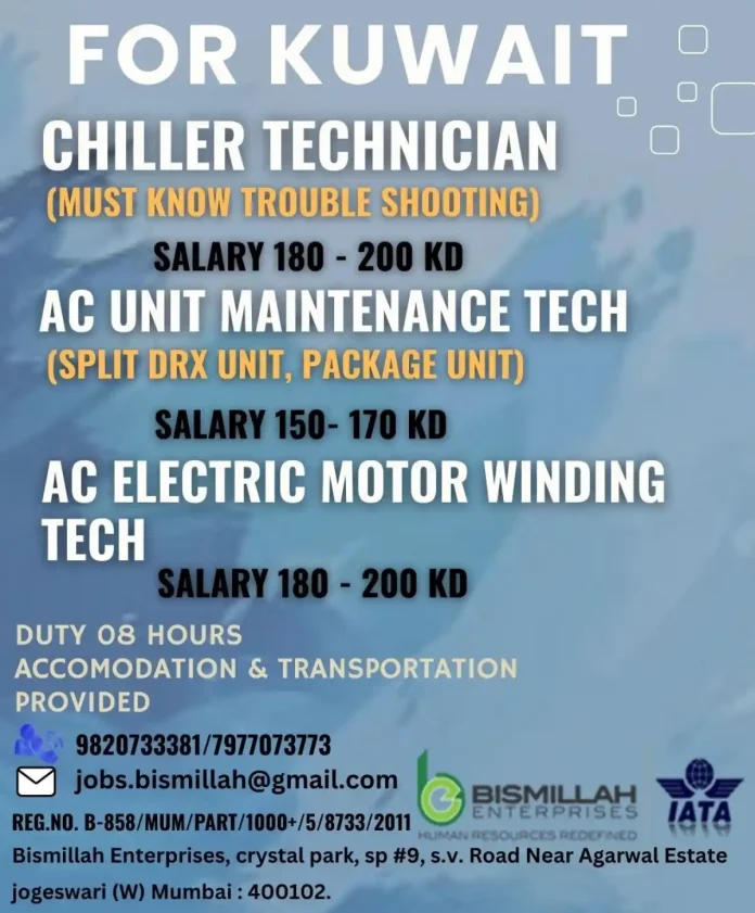 AC Technician Jobs in Kuwait - Recruitment by Bismillah Enterprises