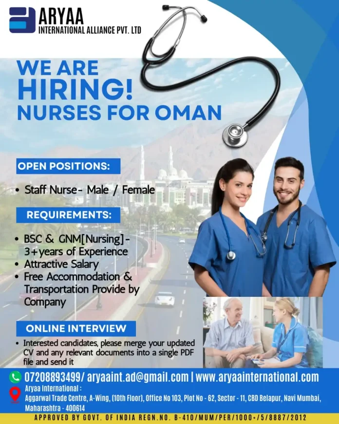 Staff Nurse Jobs in Oman with Free Accommodation and Transportation