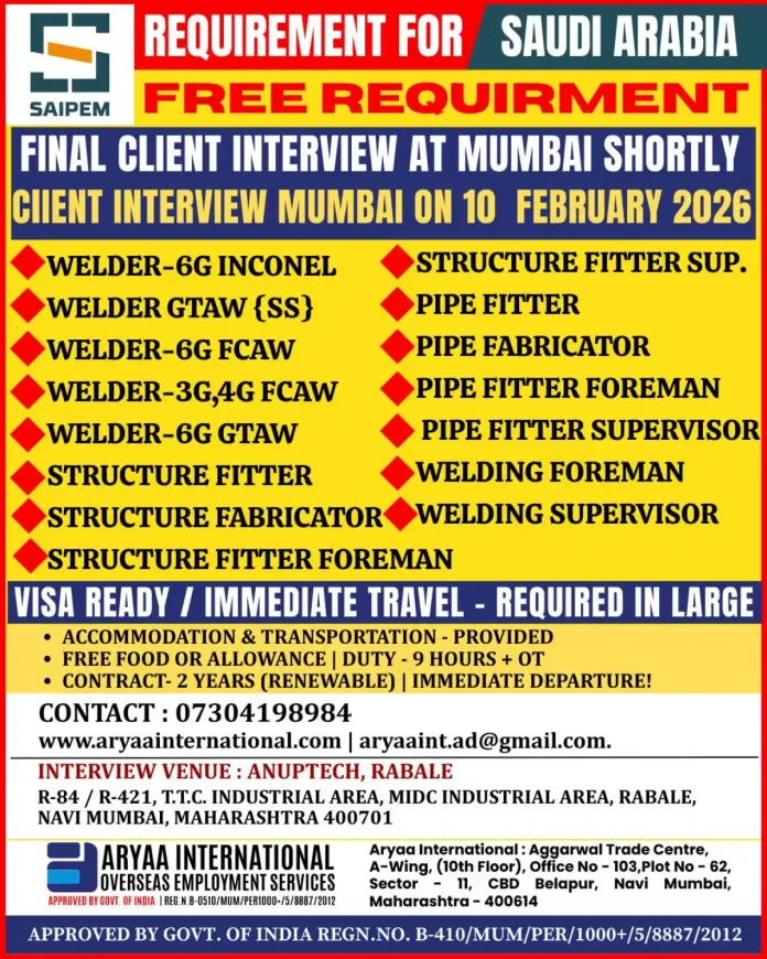 Saipem Overseas Jobs Recruitment