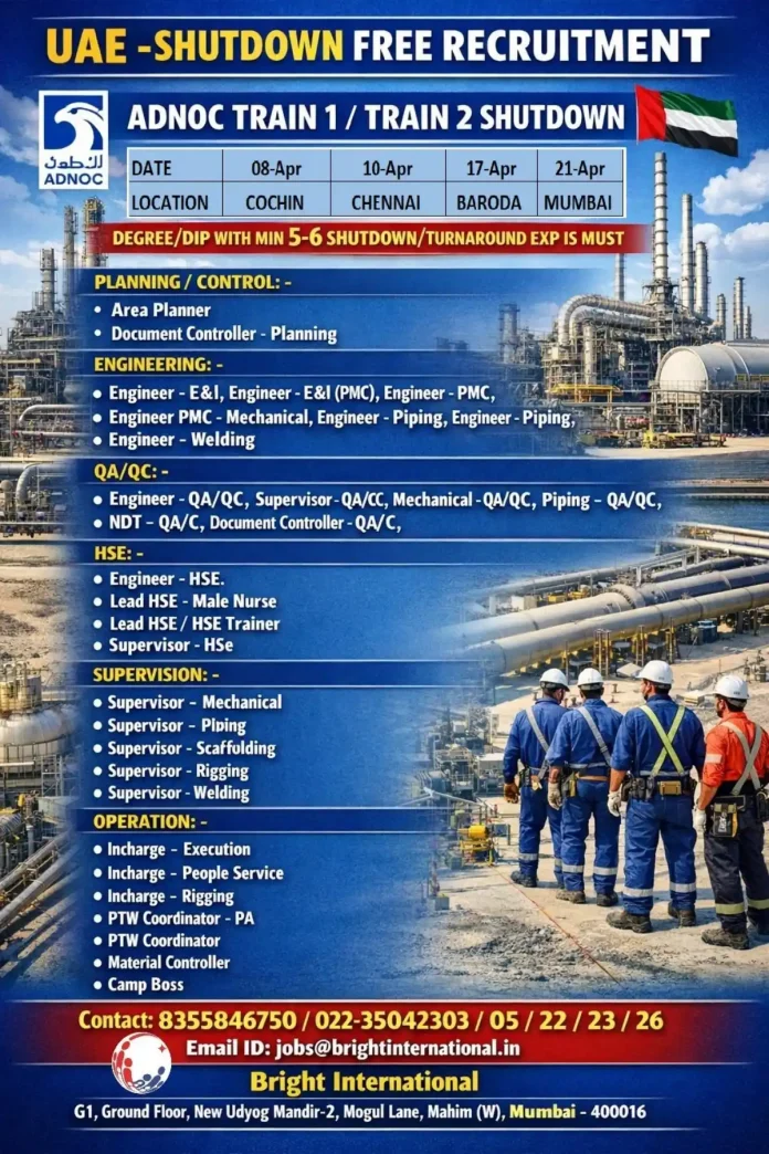 Recruitment for ADNOC Shutdown Projects