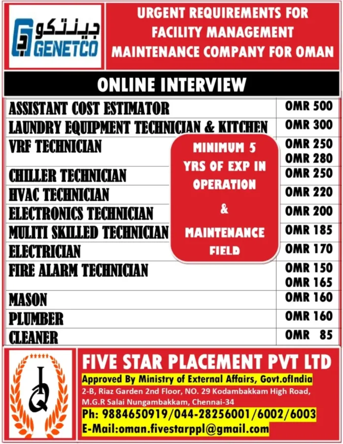 GENETCO Facility Management Team Working on Maintenance Projects in Oman