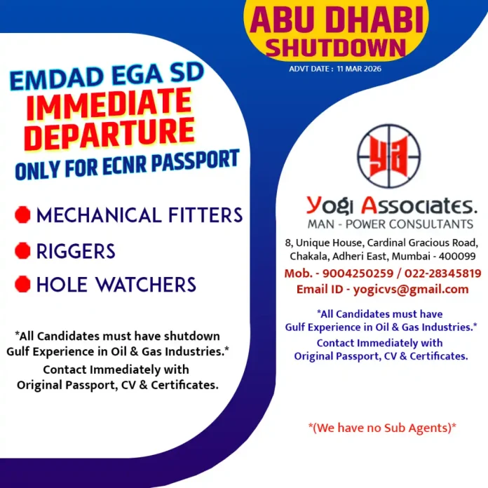 Urgent Oil and Gas Jobs Recruitment for Mechanical Fitters Riggers Hole Watchers in Abu Dhabi