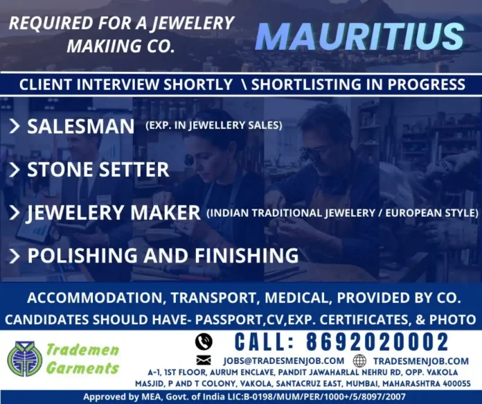 Jewelry manufacturing professionals at work in Mauritius