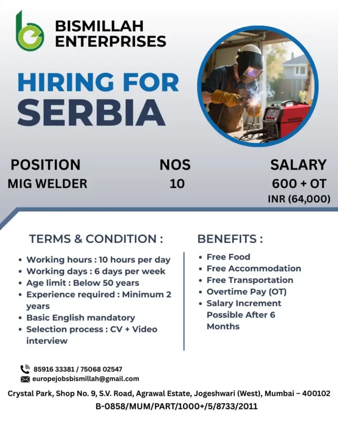 MIG Welder working on industrial project in Serbia