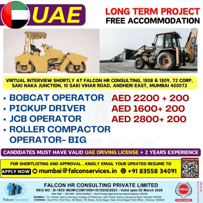 Construction equipment operators working in UAE with heavy machinery