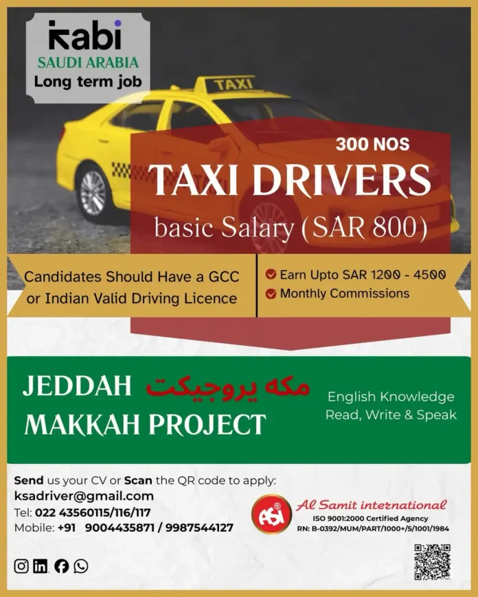 Taxi driver career opportunity for Makkah Project in Jeddah, Saudi Arabia