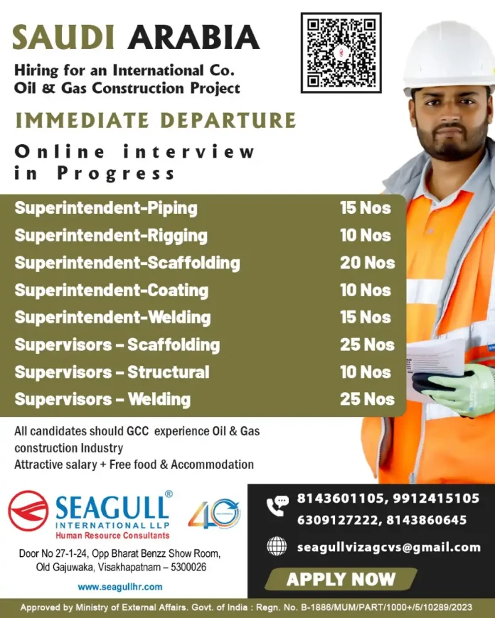 Oil and Gas Construction Jobs in Saudi Arabia - Immediate Hiring