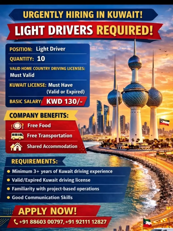 Light Driver Jobs in Kuwait - Urgent Hiring 2024
