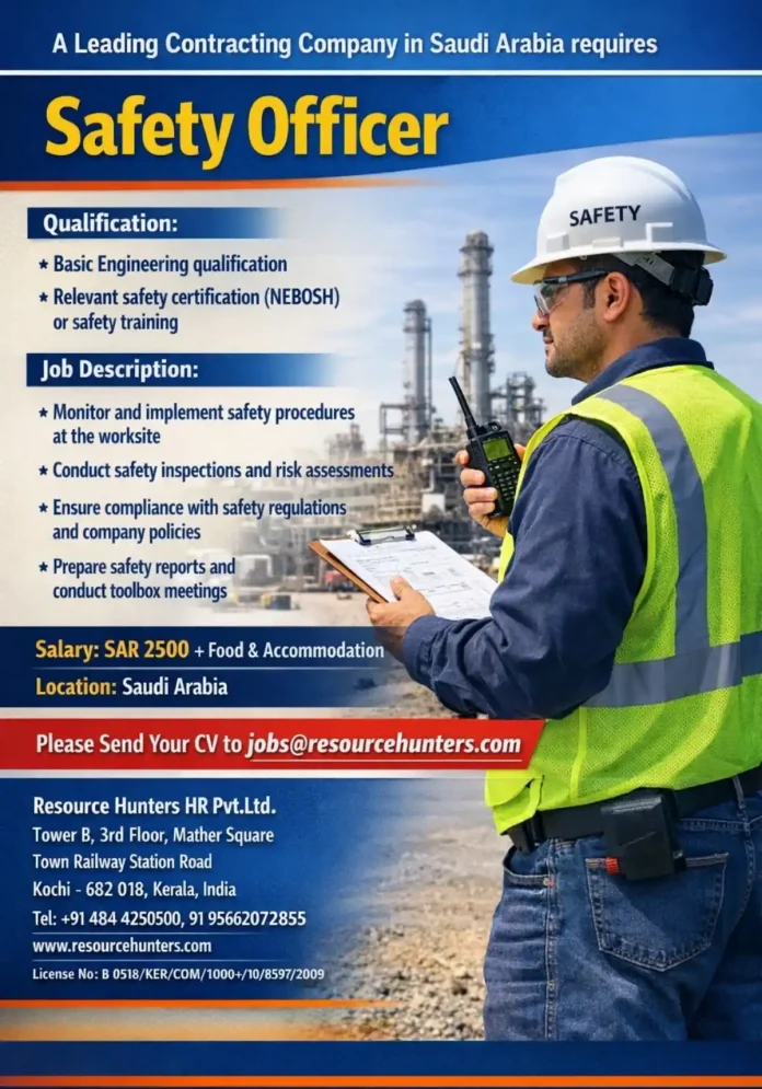 Safety Officer inspecting construction site in Saudi Arabia