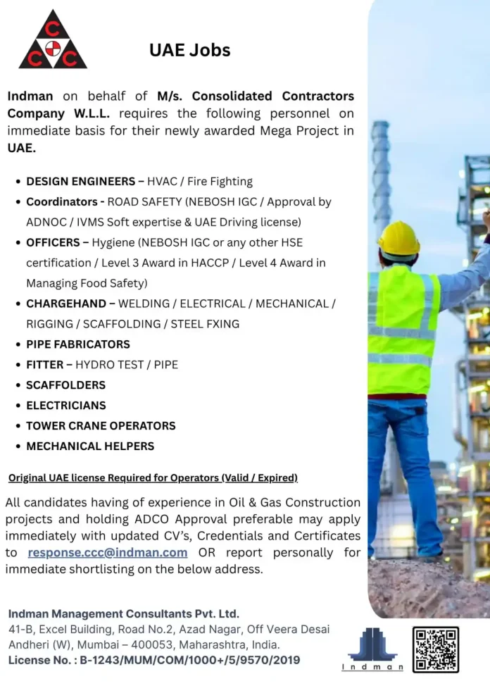 Construction professionals working on a large-scale oil and gas project in the UAE.