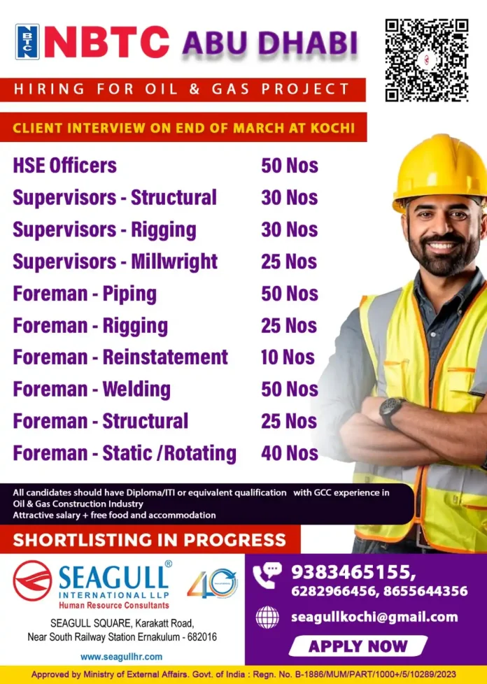 NBTC Abu Dhabi Oil and Gas Project Recruitment 2024