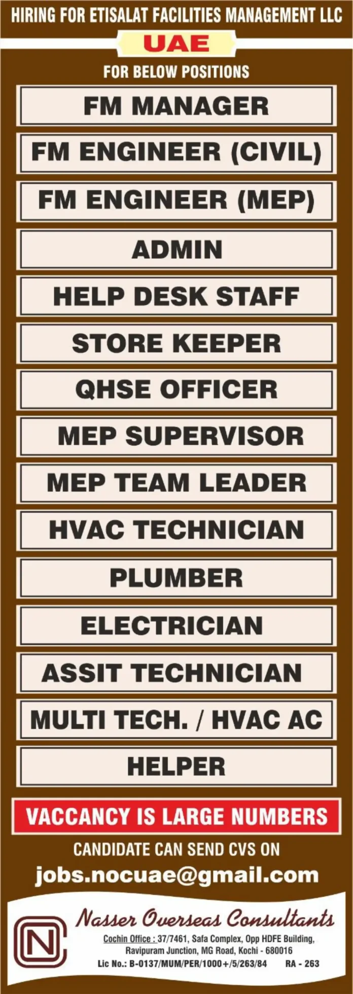 Etisalat Facilities Management LLC UAE Job Vacancies Recruitment