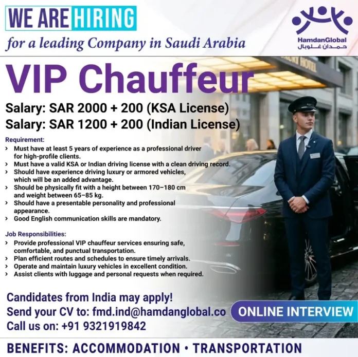 Professional VIP Chauffeur driving luxury vehicle in Saudi Arabia
