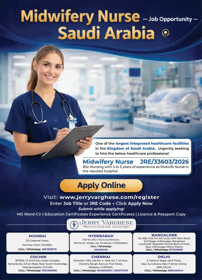 Midwifery Nurse Career Opportunity in Saudi Arabia Healthcare Facility