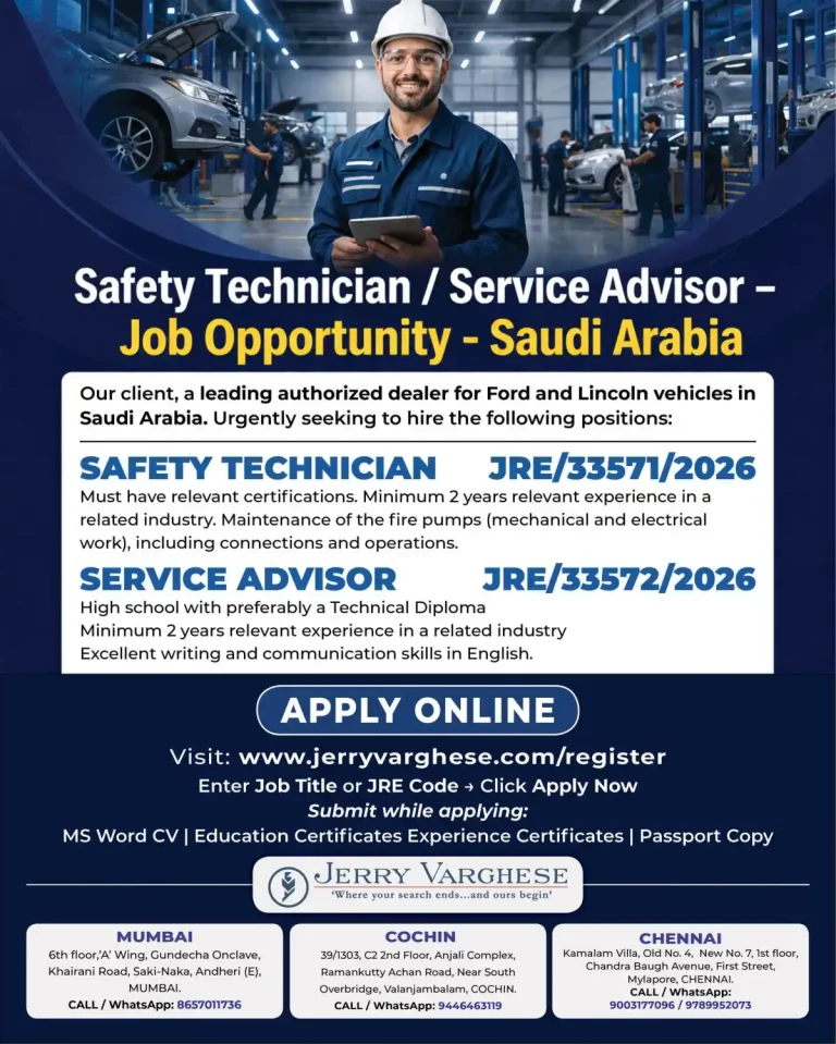 Exciting Job Opportunities: Safety Technician & Service Advisor in Saudi Arabia – Ford & Lincoln Dealer