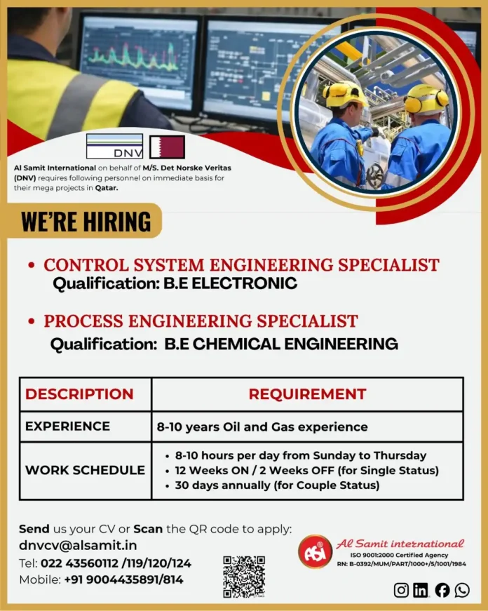 DNV and Al Samit International Recruitment for Engineering Specialists in Qatar
