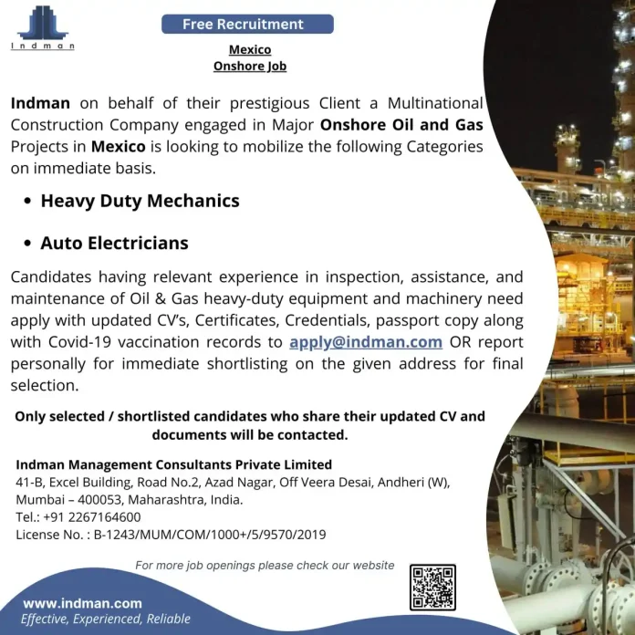 Heavy Duty Mechanic working on oil and gas equipment at a project site