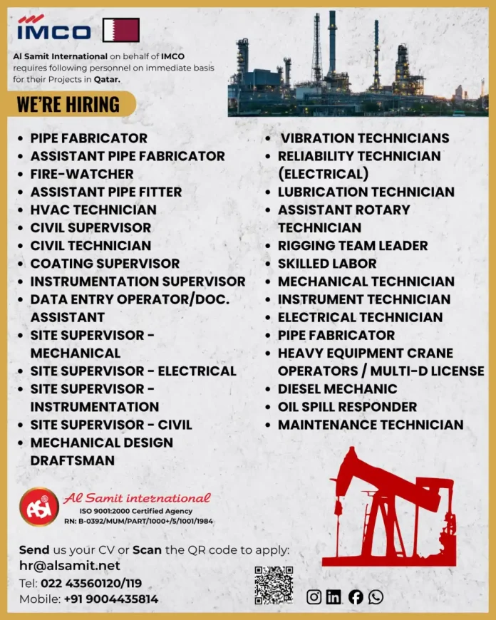 IMCO Al Samit International Qatar Jobs Recruitment 2024