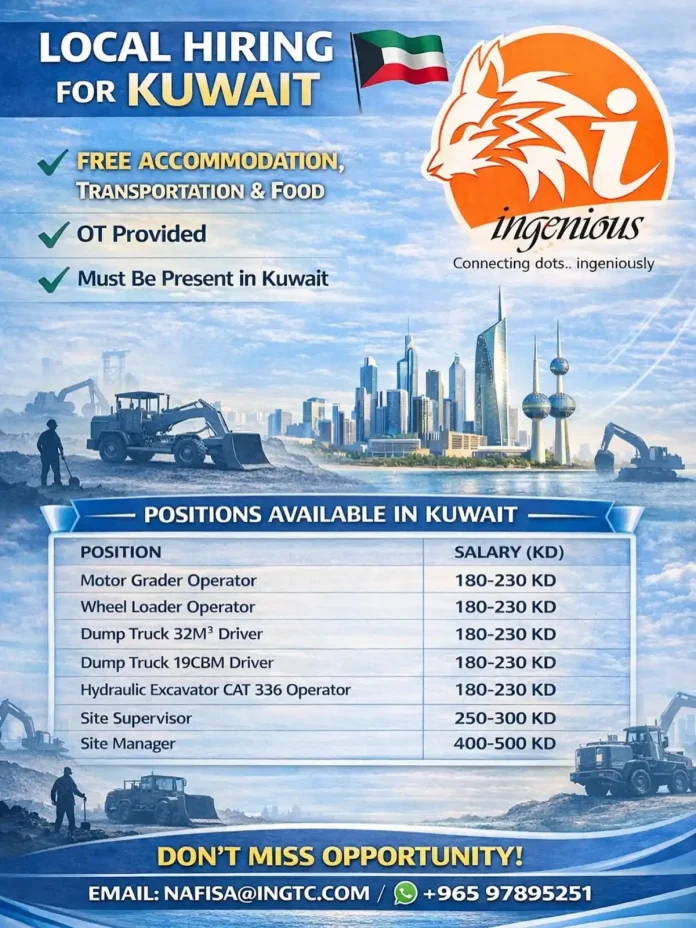 Heavy equipment operators in Kuwait job hiring