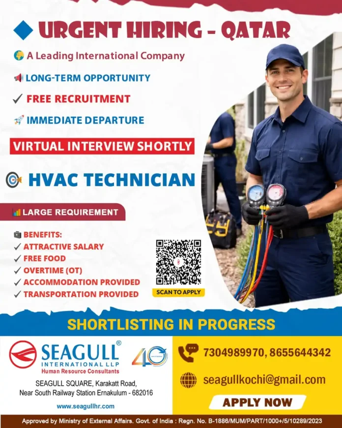CHVAC Technician job Qatar advertisement