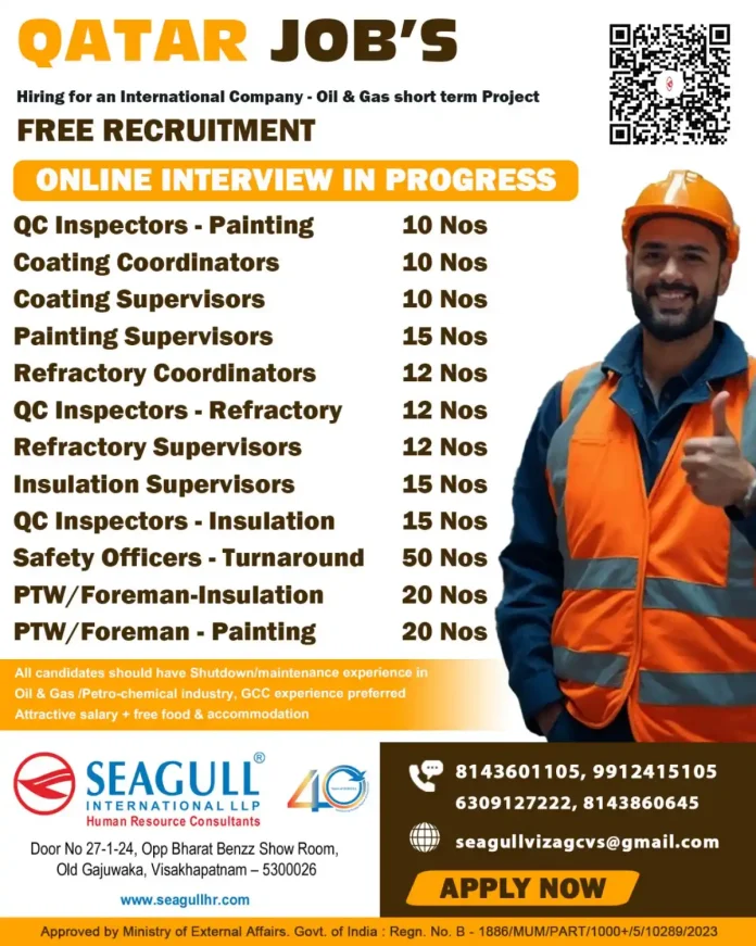 Seagull International LLP recruitment poster for Qatar Oil & Gas project
