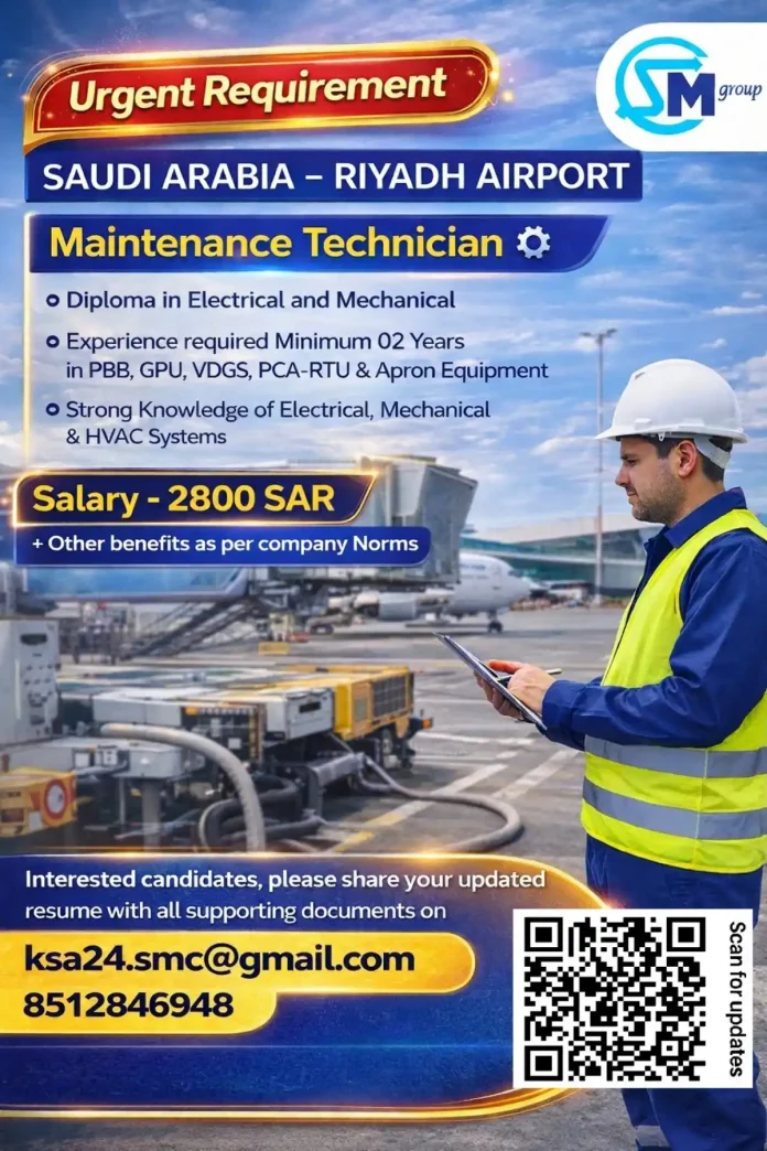 Maintenance Technician working on apron equipment at Riyadh Airport