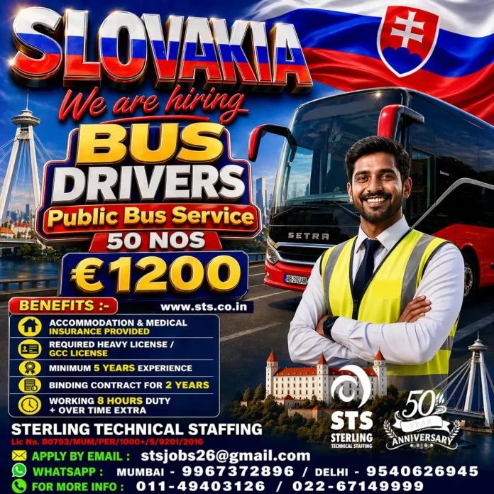 Bus driver operating a public bus in Slovakia