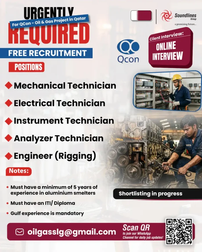 QCon Oil & Gas Project Qatar recruitment banner