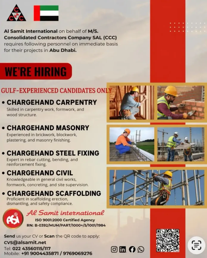 CCC Chargehand jobs Abu Dhabi recruitment banner