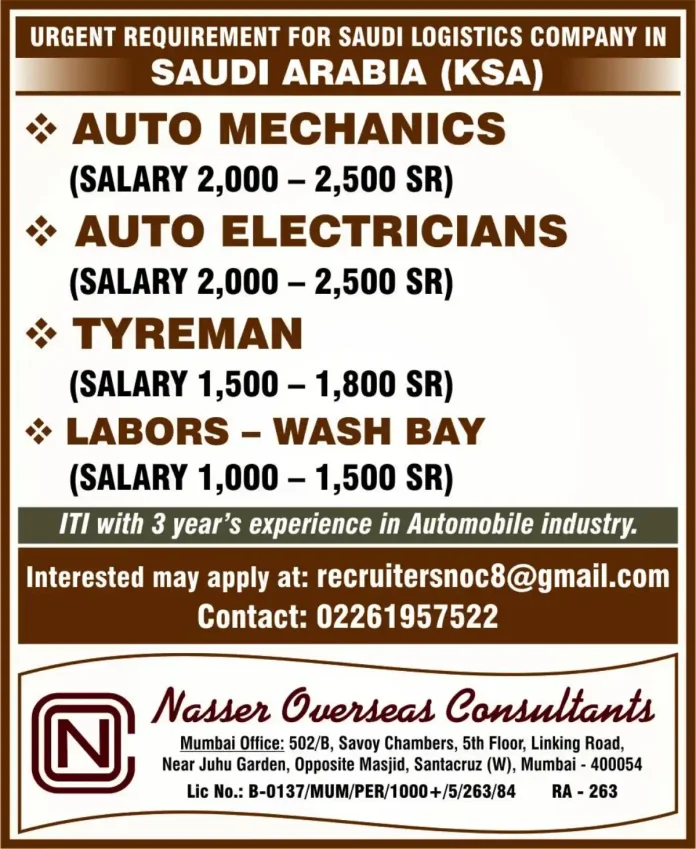 Auto mechanic working on a truck in Saudi Arabia logistics company