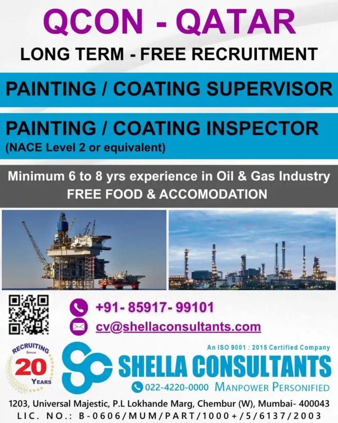 Painting Coating Supervisor and Inspector Jobs in Qatar