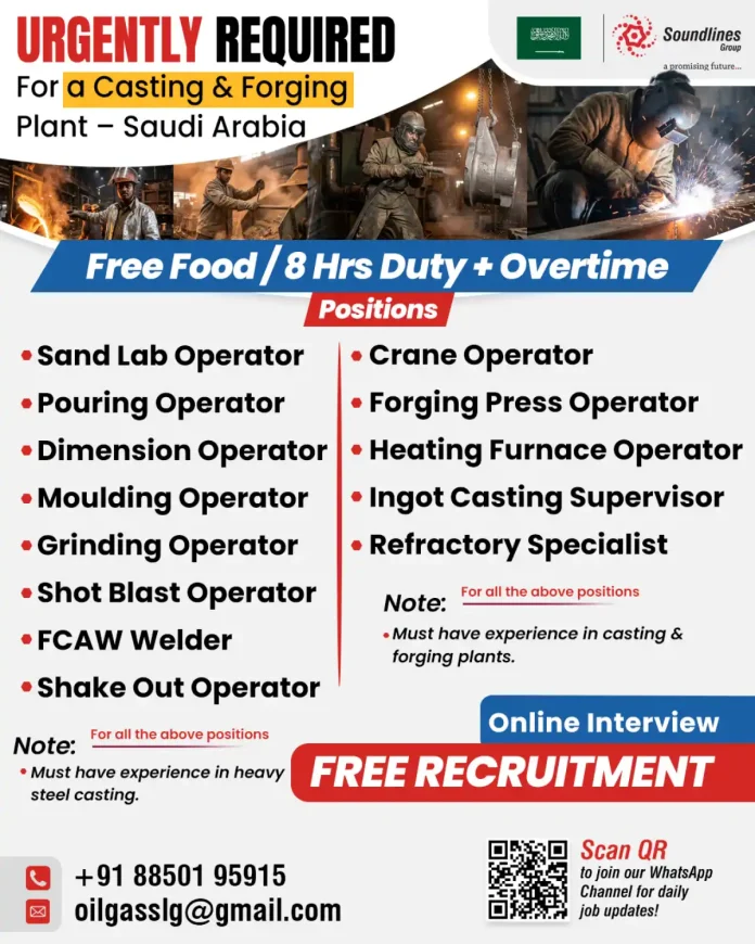 Industrial casting and forging plant with heavy machinery and molten metal