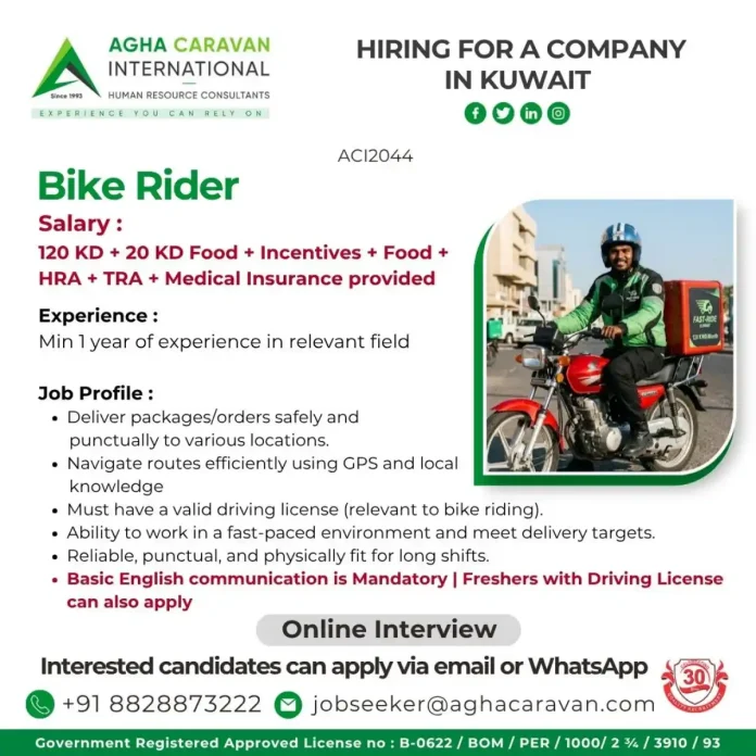 Bike Rider delivering packages in Kuwait