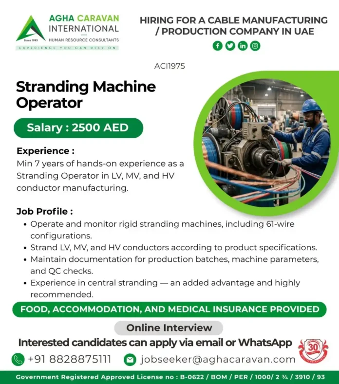 Stranding Machine Operator job in UAE
