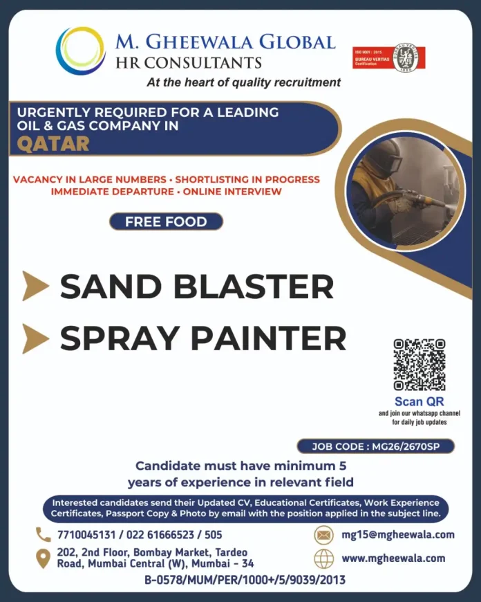 Sand Blaster and Spray Painter recruitment Qatar MGHEEWALA