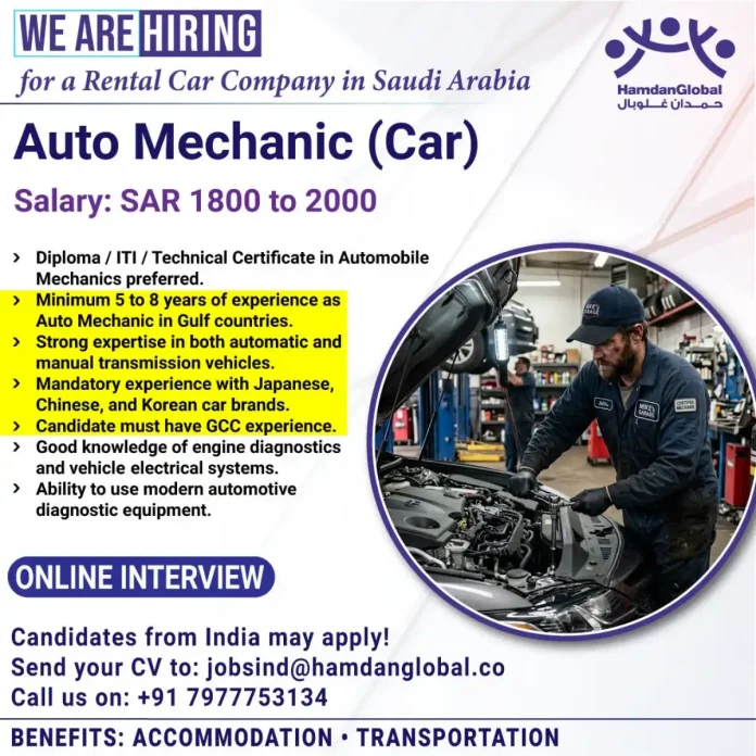 Auto Mechanic working on car engine in Saudi Arabia