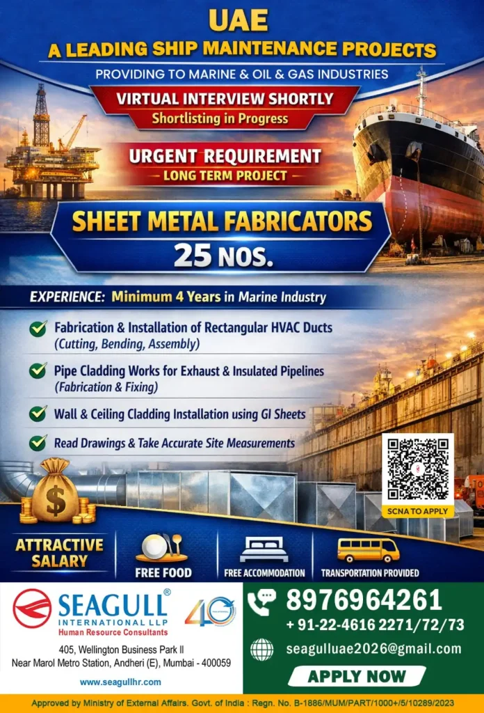 Career Opportunity for Sheet Metal Fabricators in UAE Marine Industry