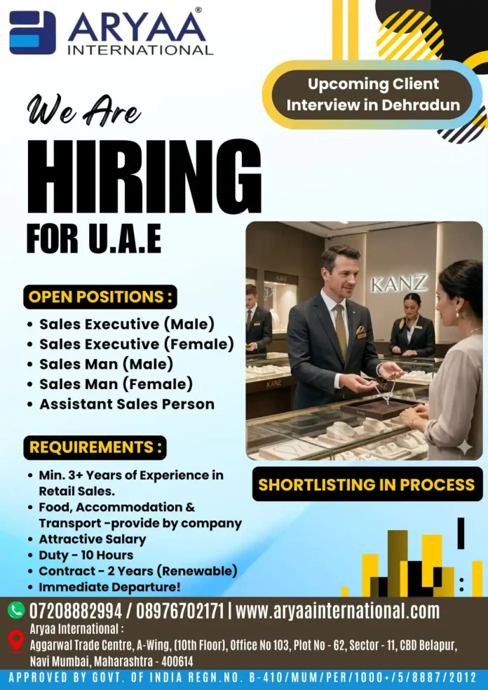 Sales job opportunities in UAE with KANZ for retail sales professionals