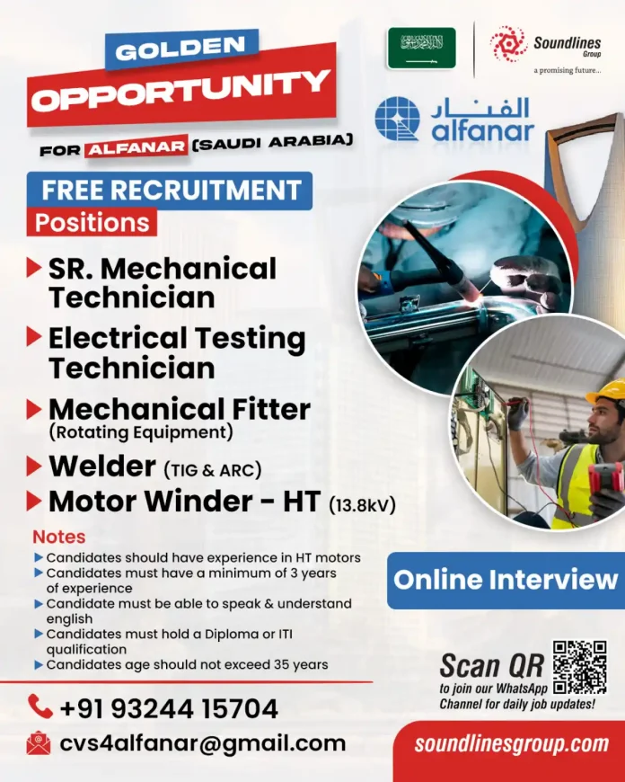 Alfanar Saudi Arabia recruitment positions by Soundlines Group