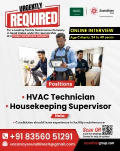 HVAC Technician and Housekeeping Supervisor Jobs in Saudi Arabia with Soundlines Group