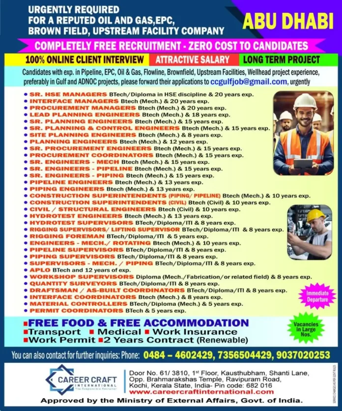 Oil and Gas Jobs in Abu Dhabi - Urgent Hiring