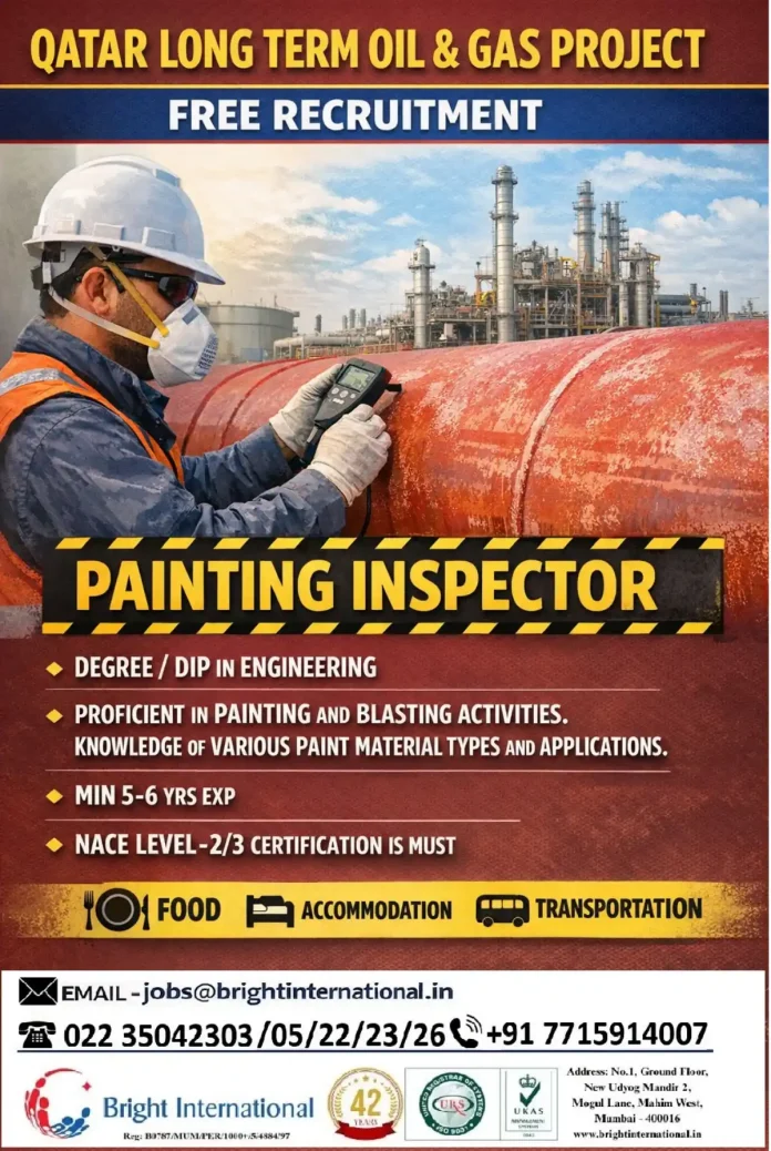 Painting Inspector working on Qatar oil and gas project infrastructure
