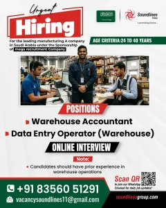 Urgent Hiring for Warehouse Jobs in Saudi Arabia with Soundlines Group