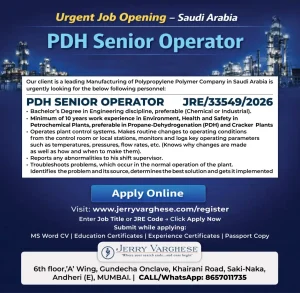 PDH Senior Operator working in petrochemical plant control room