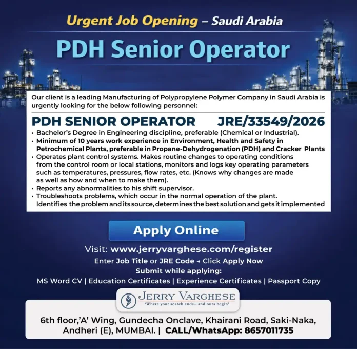 PDH Senior Operator working in petrochemical plant control room